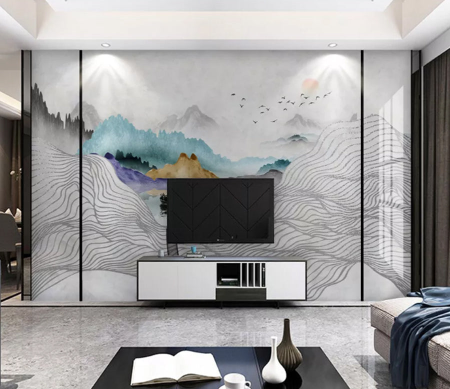 3D Green Mountain WC2104 Wall Murals