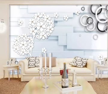 3D White Petals WC544 Wall Murals