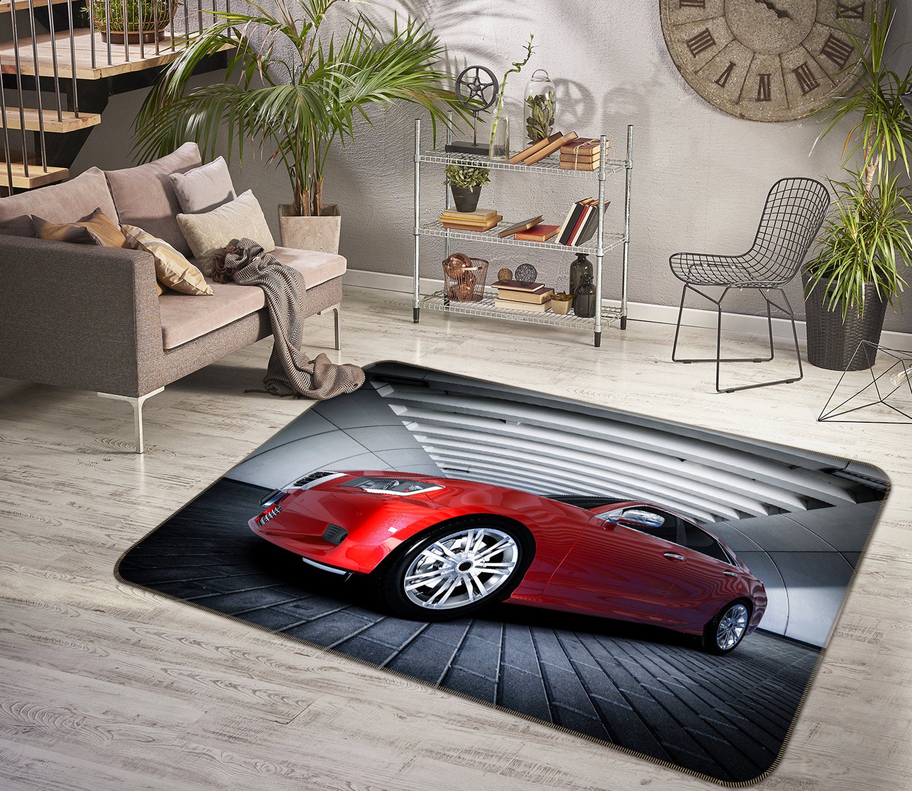 3D Red Car 67217 Vehicle Non Slip Rug Mat