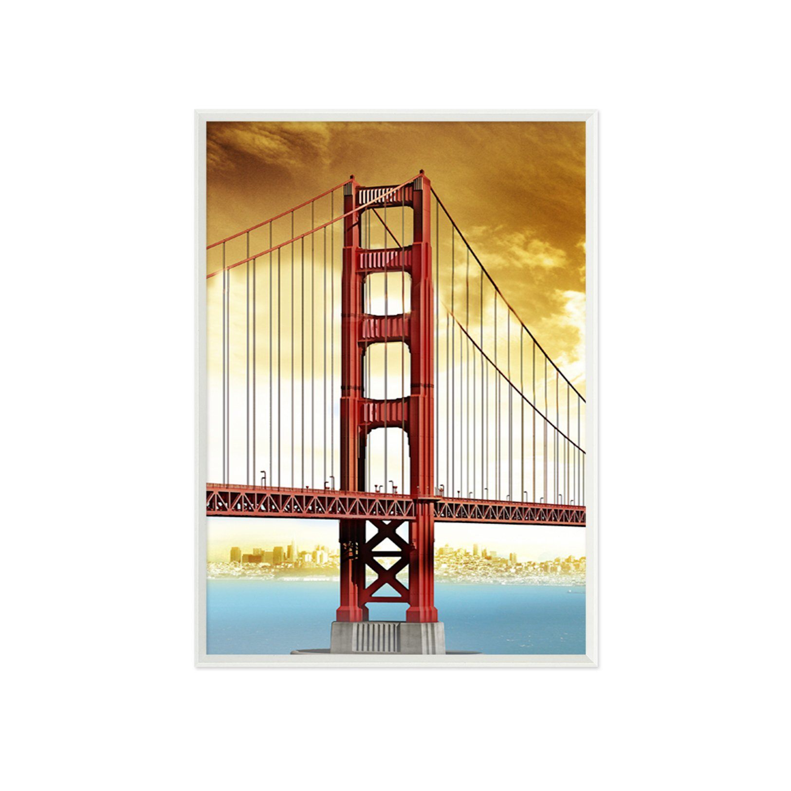 3D Red Bridge 003 Fake Framed Print Painting Wallpaper AJ Creativity Home 