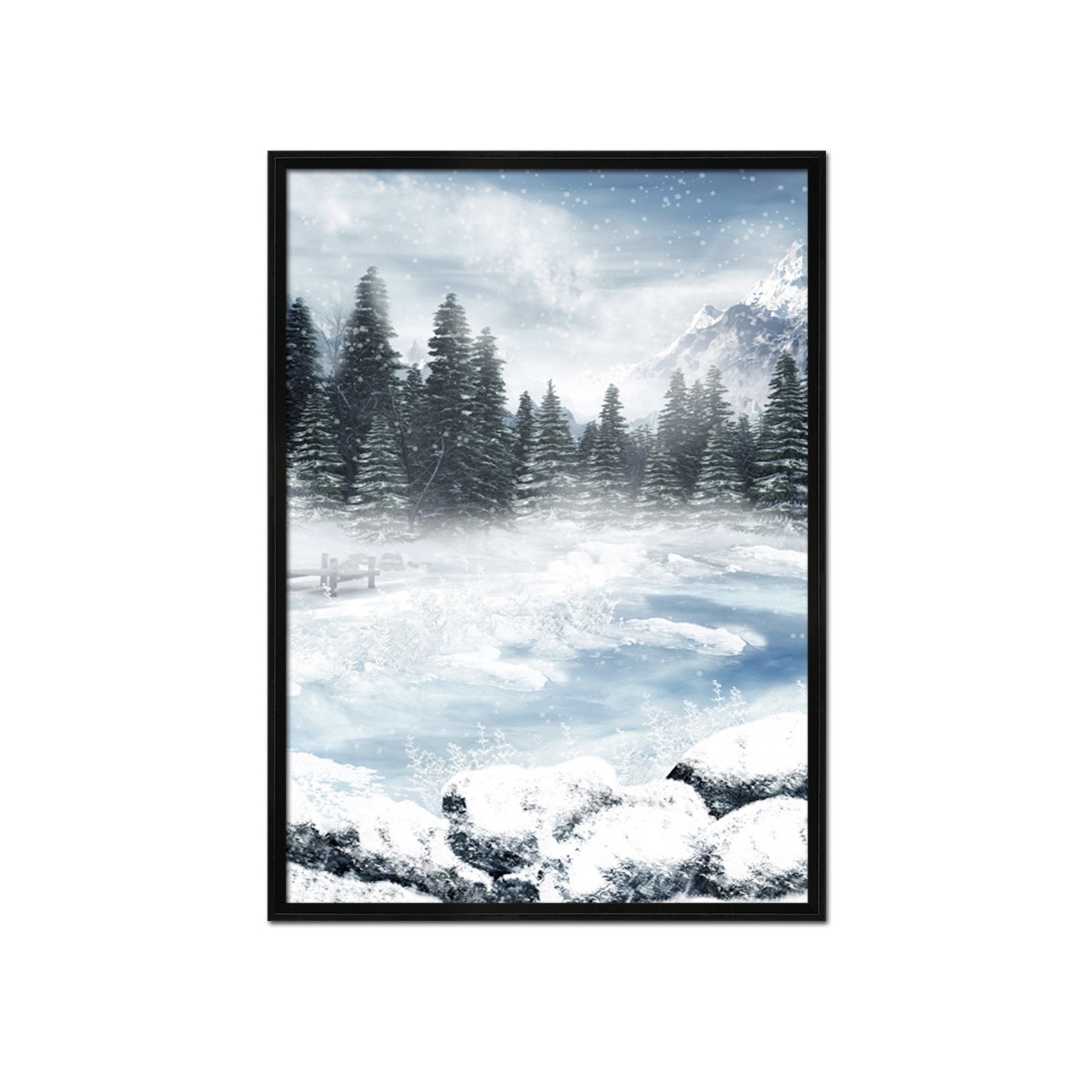 3D Ice Lake 015 Fake Framed Print Painting Wallpaper AJ Creativity Home 