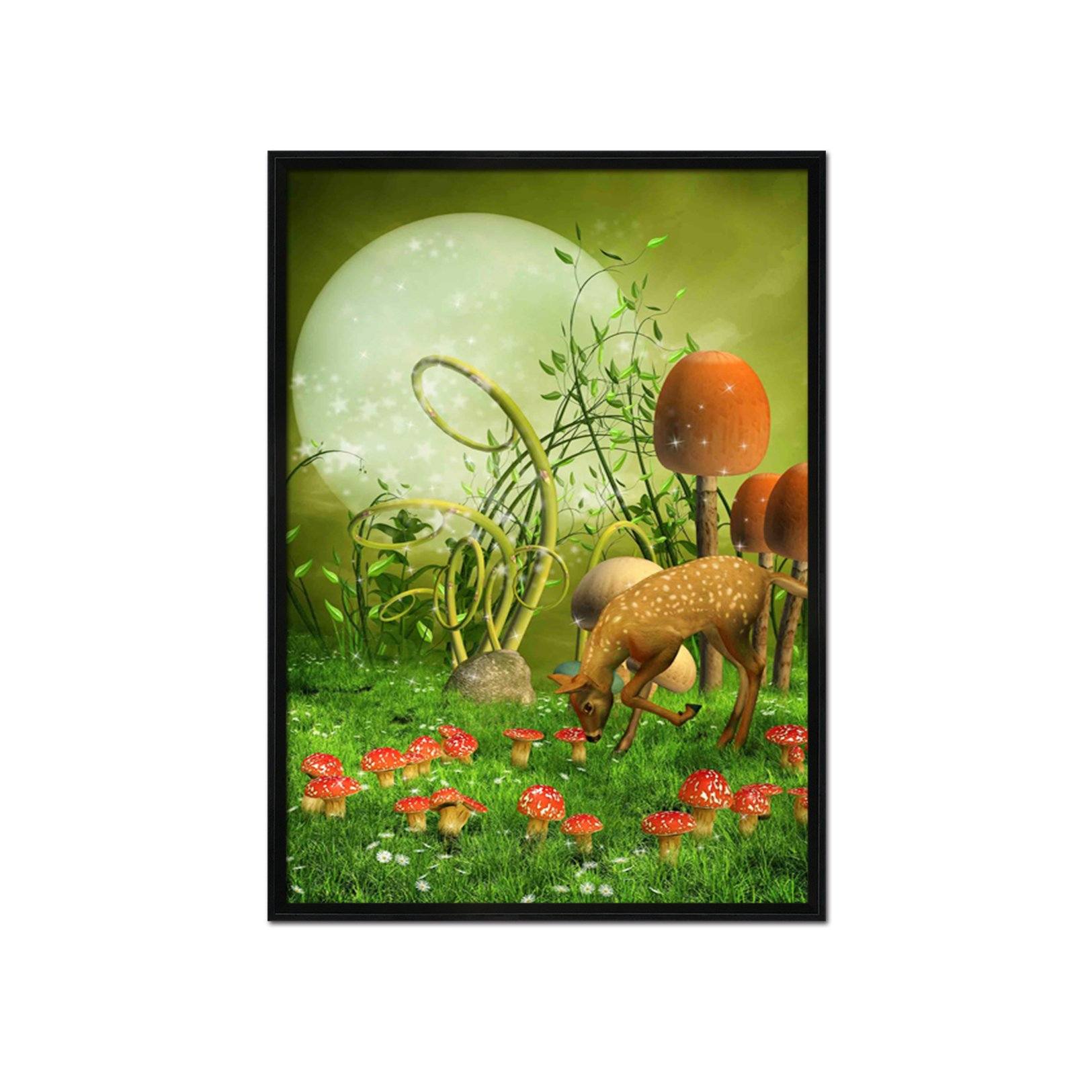 3D Fawn Mushrooms 048 Fake Framed Print Painting Wallpaper AJ Creativity Home 