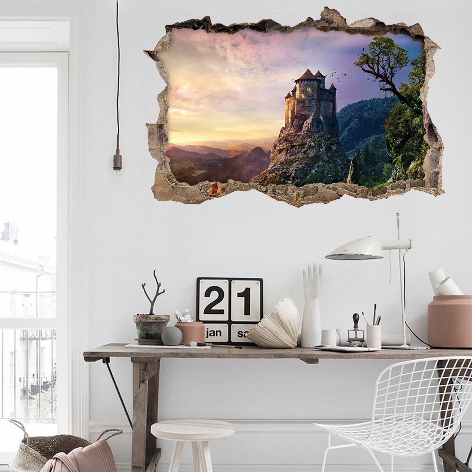 3D Mountain Peak Castle 062 Broken Wall Murals Wallpaper AJ Wallpaper 