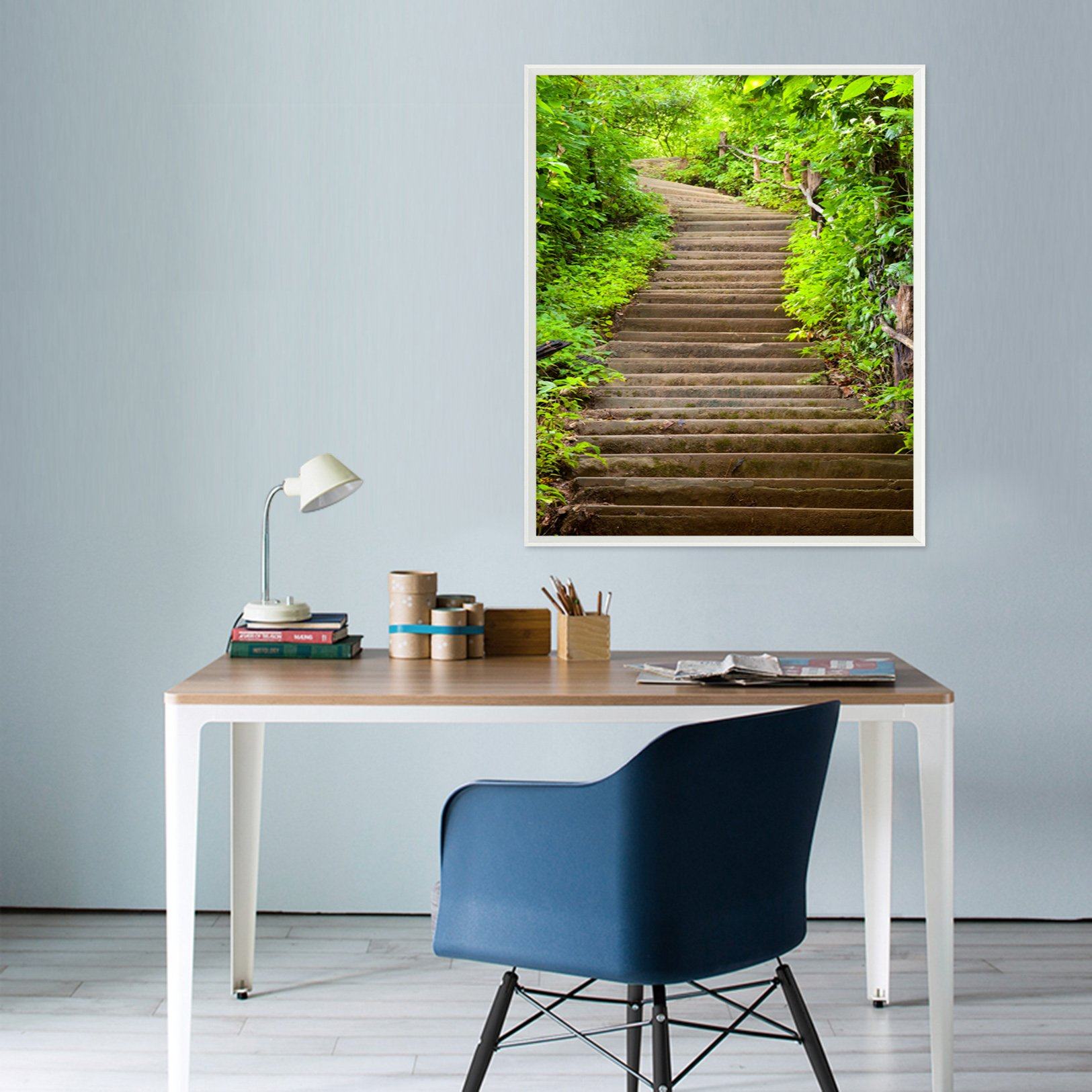 3D Green Stairs 050 Fake Framed Print Painting Wallpaper AJ Creativity Home 