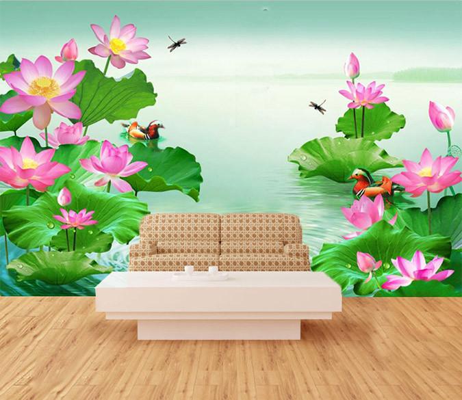 3D Flower Green Lake Nature Wallpaper AJ Wallpaper 1 