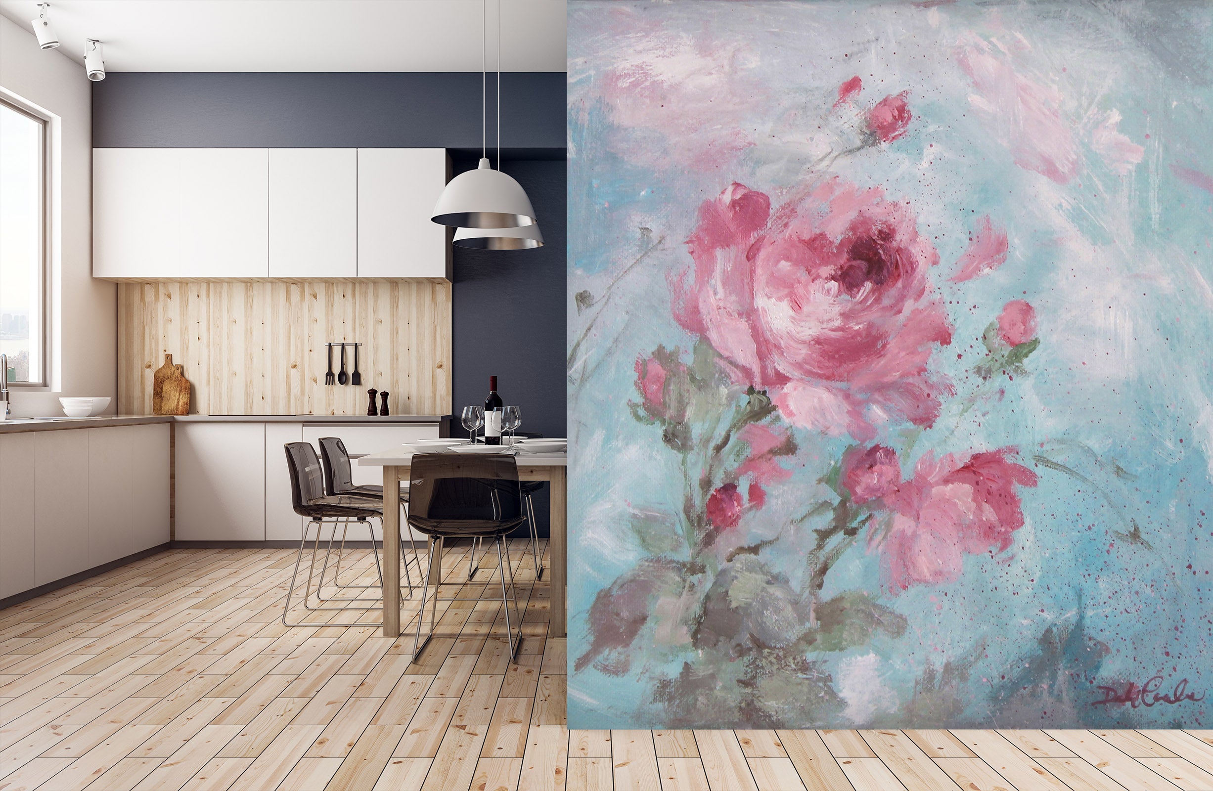 3D Pink Flowers 3130 Debi Coules Wall Mural Wall Murals