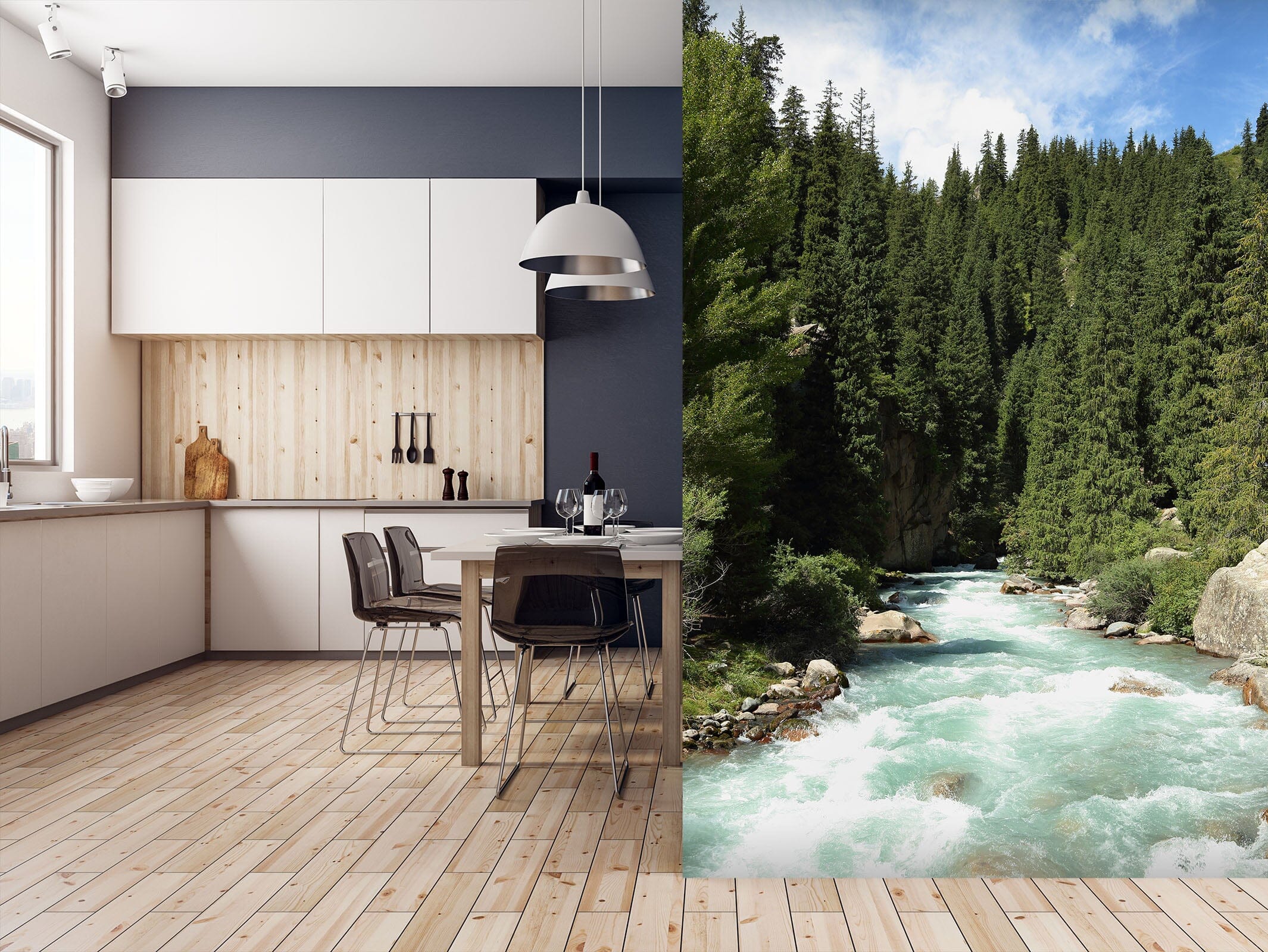 3D Green Forest River 27 Wall Murals Wallpaper AJ Wallpaper 2 