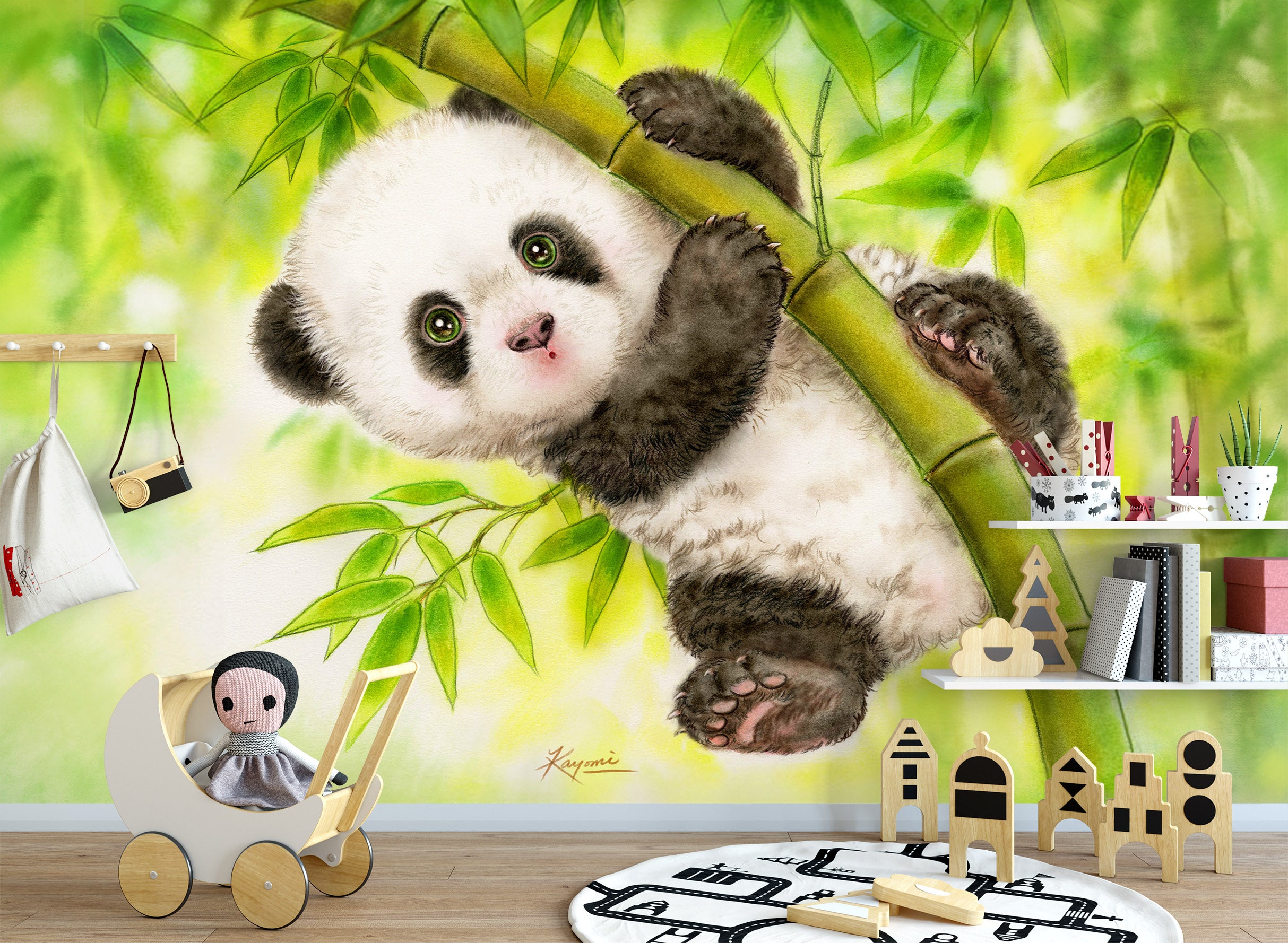 3D Cartoon Cute Panda 5402 Kayomi Harai Wall Mural Wall Murals