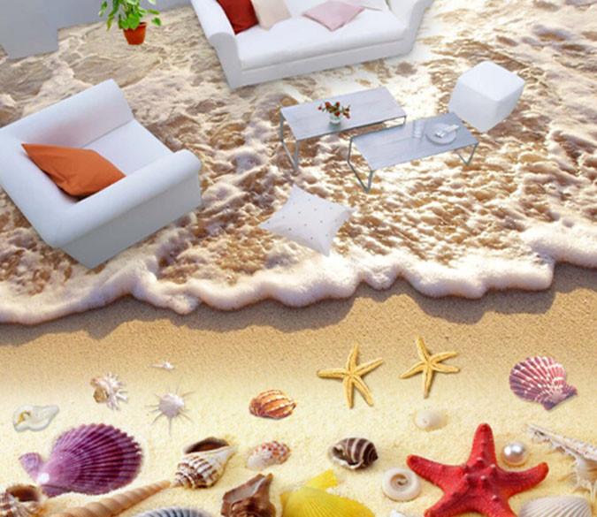 3D Surf Beach Sea Star Floor Mural 1 Wallpaper AJ Wallpapers 