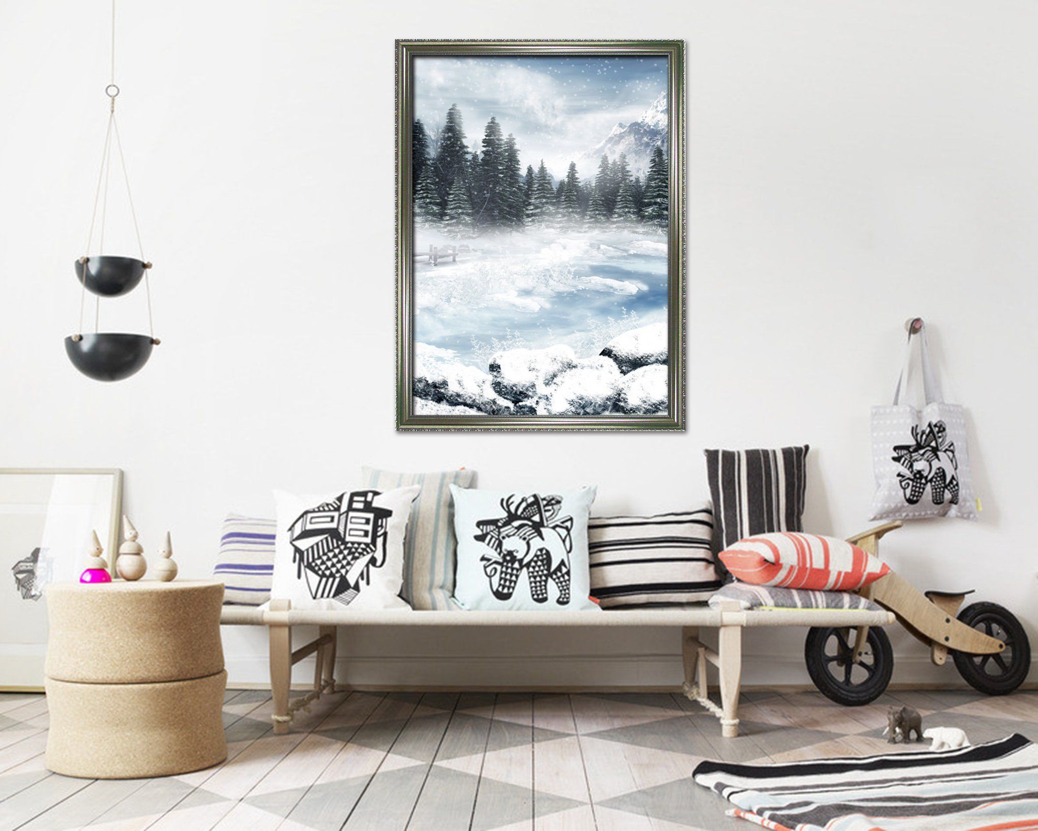 3D Ice Lake 015 Fake Framed Print Painting Wallpaper AJ Creativity Home 