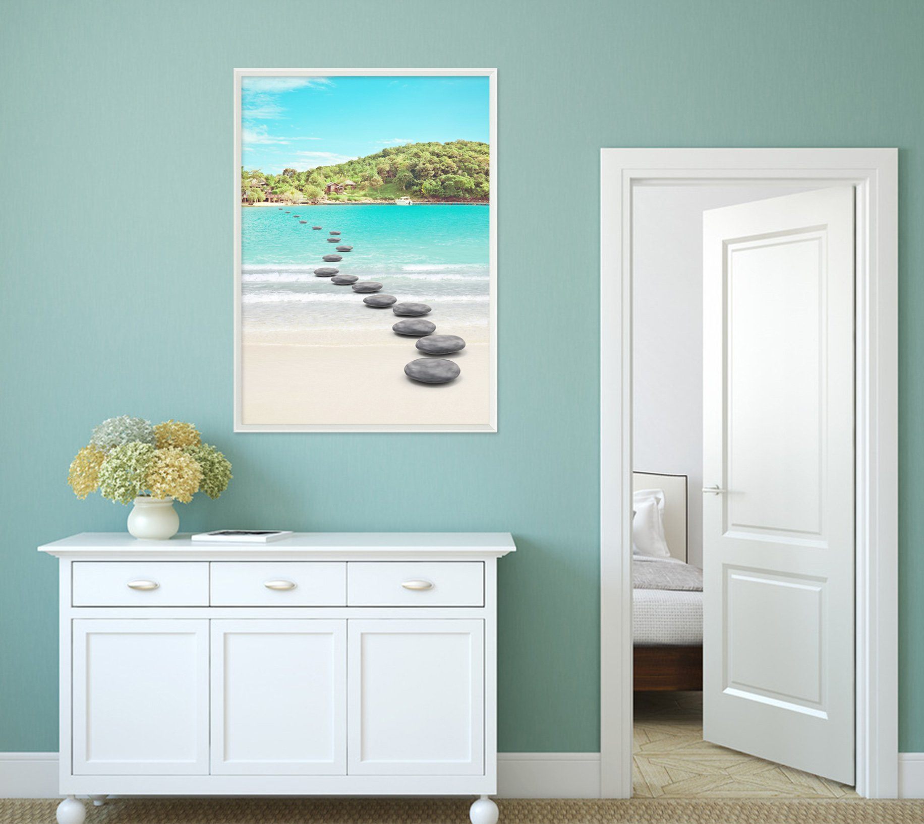 3D Small Stone Road 005 Fake Framed Print Painting Wallpaper AJ Creativity Home 