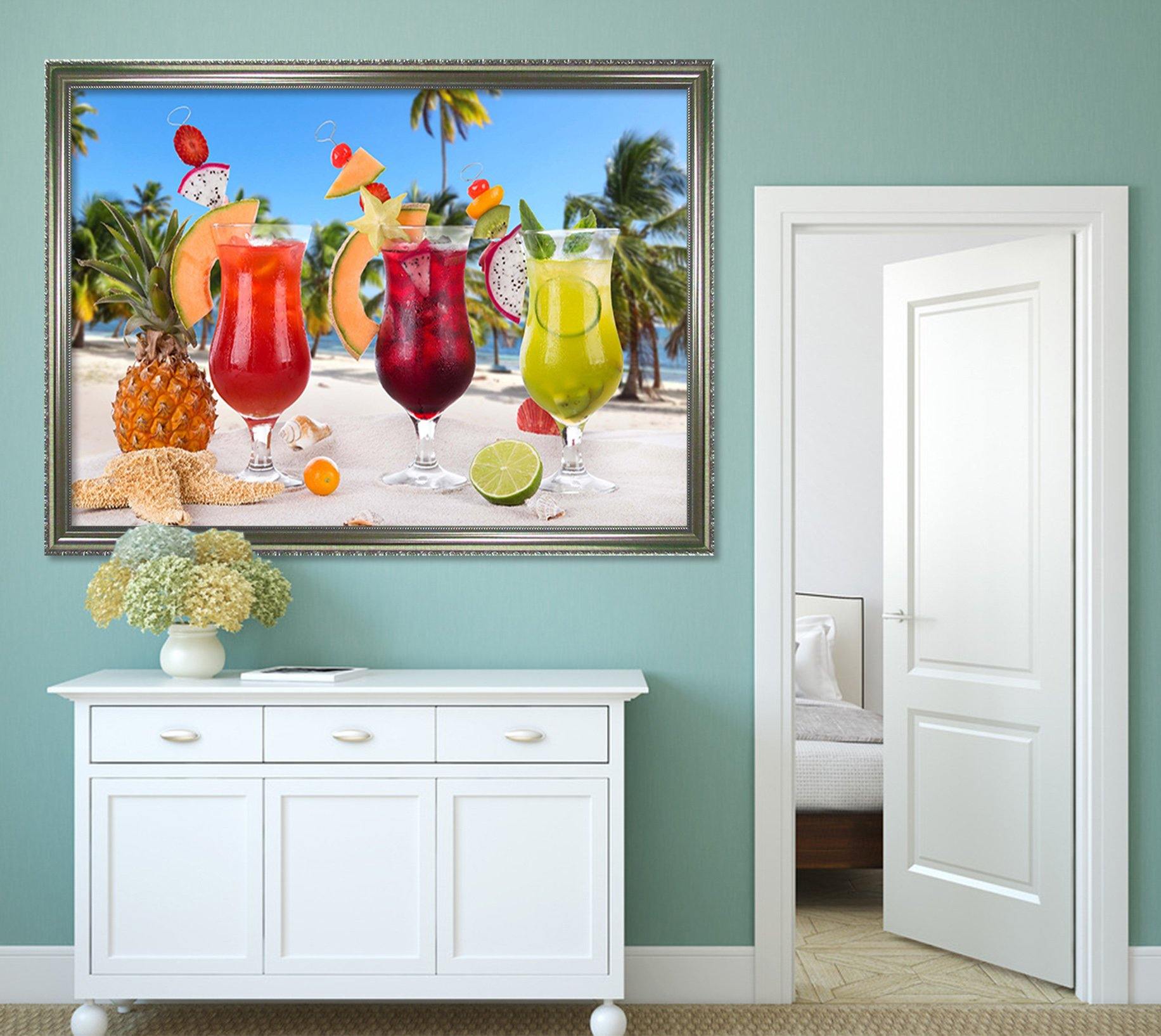 3D Pineapple Juice 115 Fake Framed Print Painting Wallpaper AJ Creativity Home 