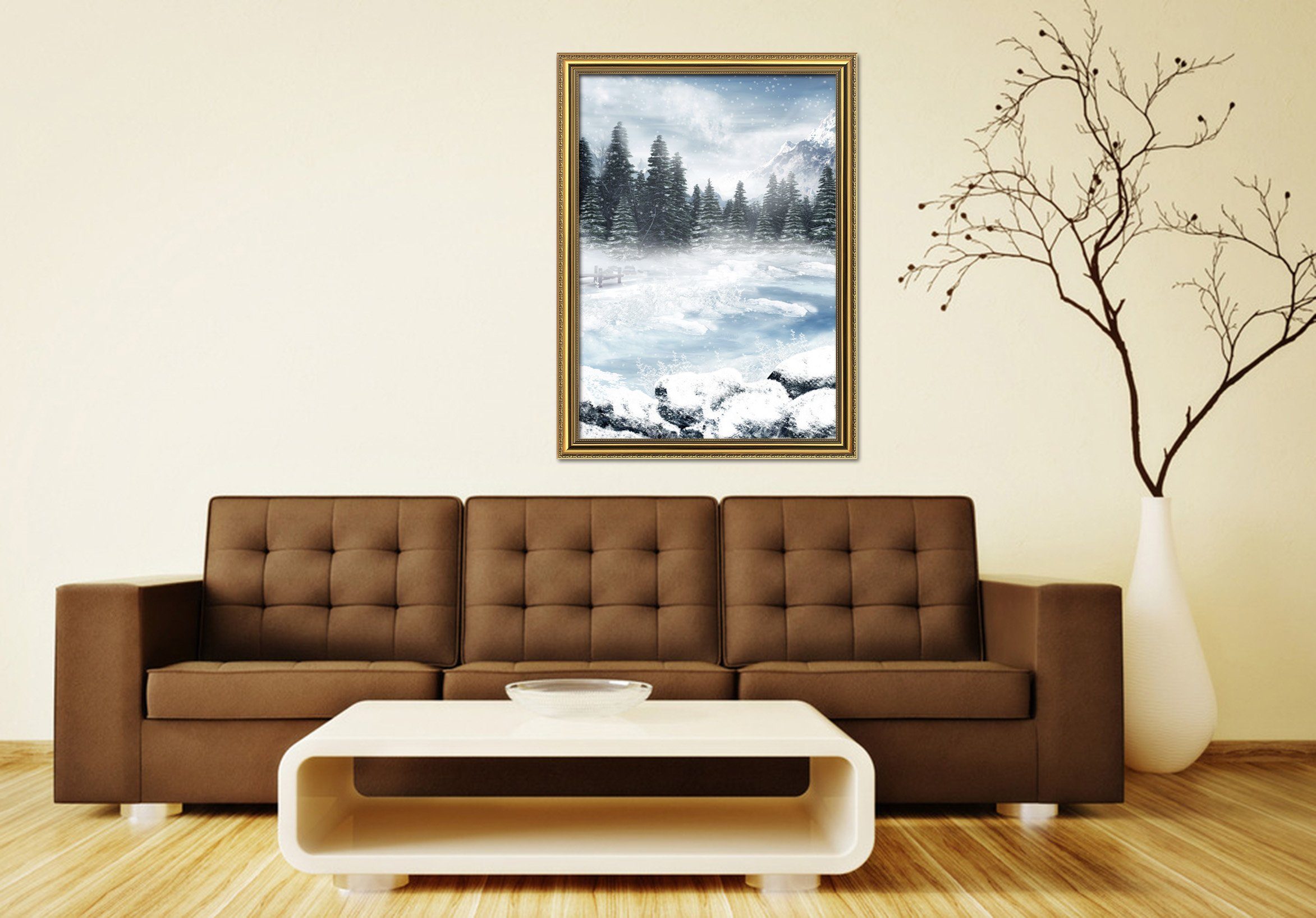 3D Ice Lake 015 Fake Framed Print Painting Wallpaper AJ Creativity Home 