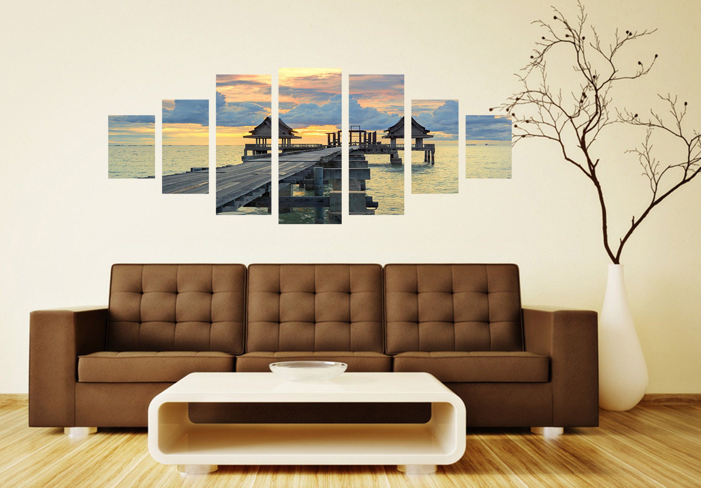 3D Dusk Seaside Pavilion 179 Unframed Print Wallpaper Wallpaper AJ Wallpaper 