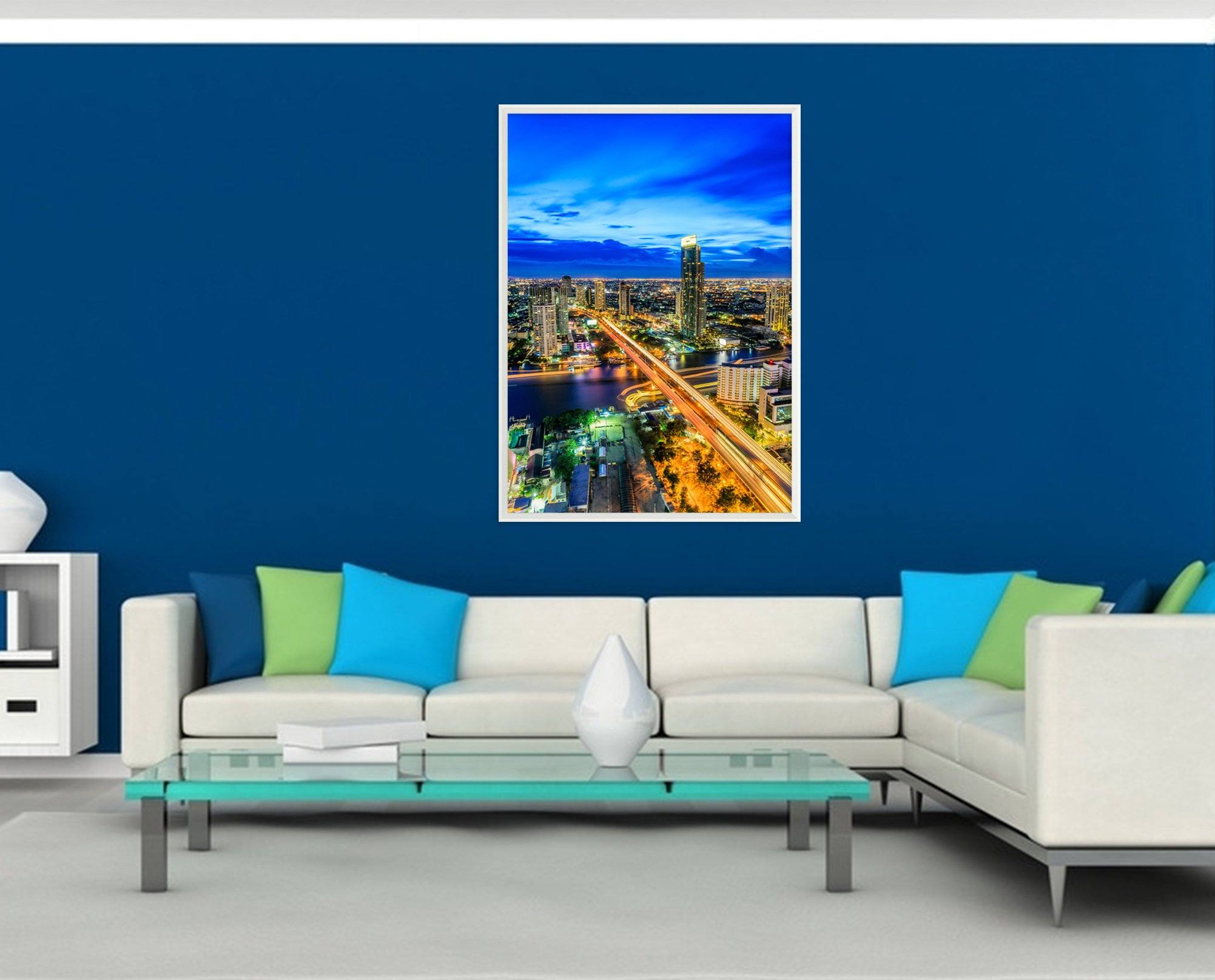 3D Light City 014 Fake Framed Print Painting Wallpaper AJ Creativity Home 