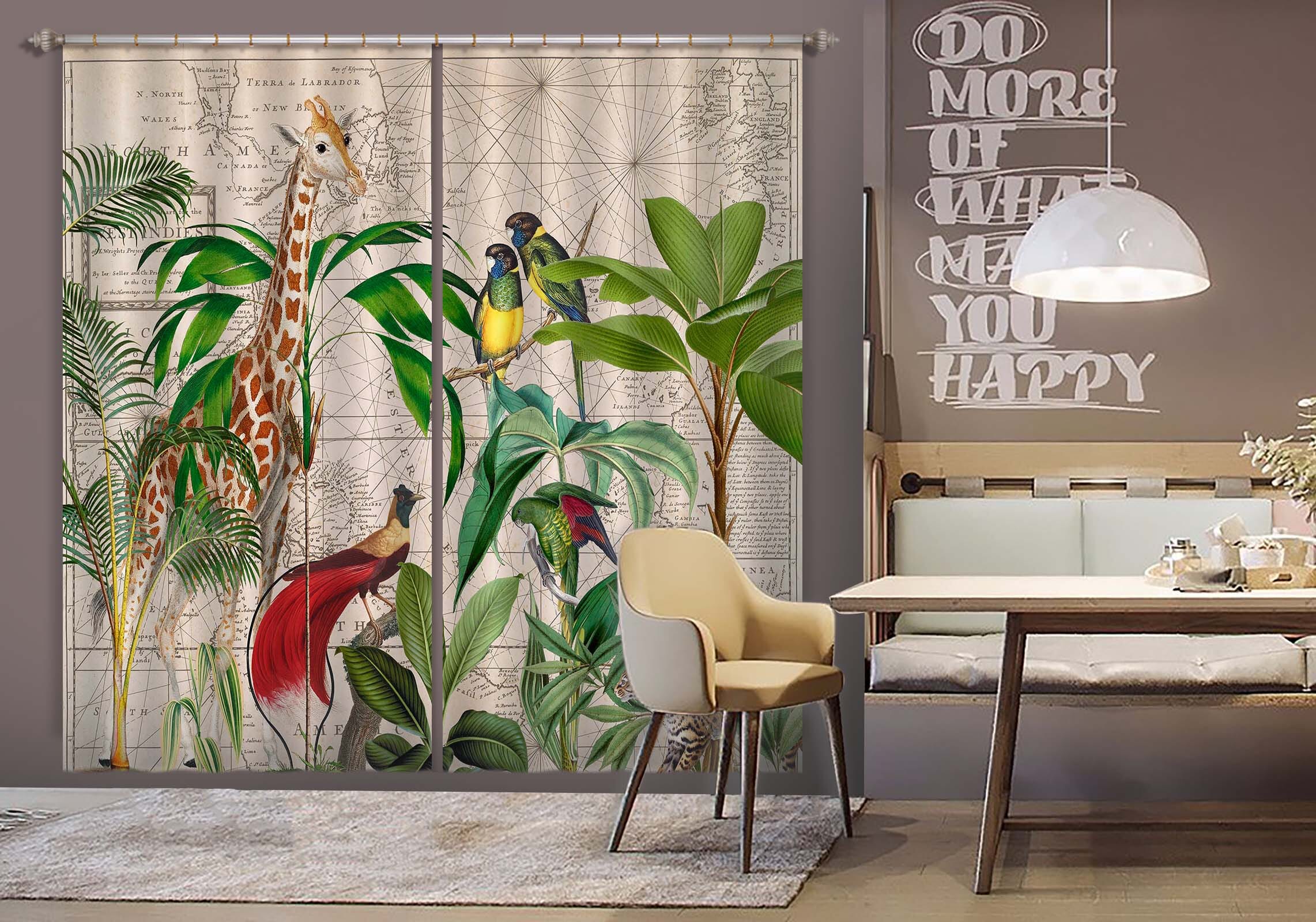 3D Palm Tree Map 085 Andrea haase Curtain Curtains Drapes Curtains AJ Creativity Home 