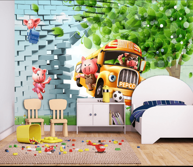 3D Pigs School Bus Wallpaper AJ Wallpaper 