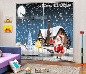 3D Cottage Santa Claus 2026 Curtains Drapes Wallpaper AJ Wallpaper 