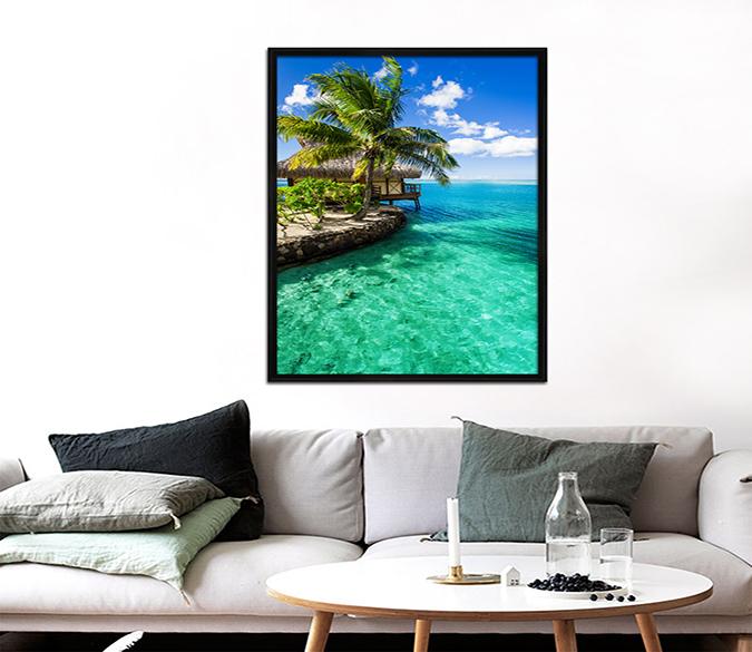 3D Seaside Room 029 Fake Framed Print Painting Wallpaper AJ Creativity Home 