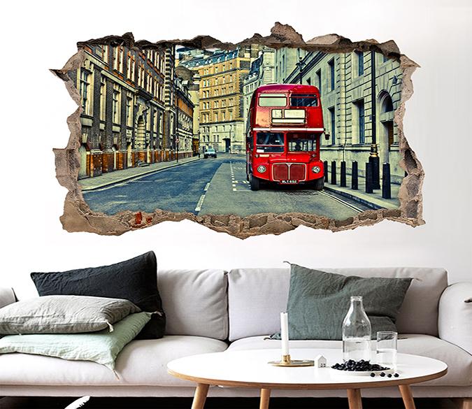 3D City Bus 103 Broken Wall Murals Wallpaper AJ Wallpaper 