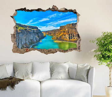 3D River Scenery 096 Broken Wall Murals Wallpaper AJ Wallpaper 