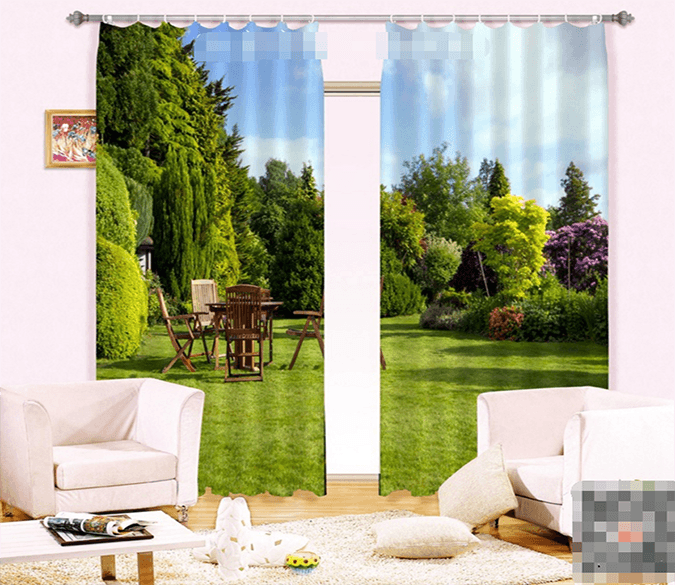 3D Courtyard Scenery 1080 Curtains Drapes Wallpaper AJ Wallpaper 