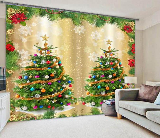 3D Christmas Trees 882 Curtains Drapes Wallpaper AJ Wallpaper 