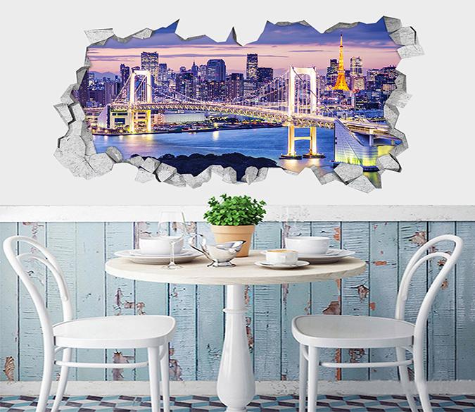 3D Paris Night Scene 060 Broken Wall Murals Wallpaper AJ Wallpaper 