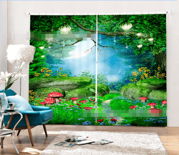 3D Forest Path Mushrooms 2110 Curtains Drapes Wallpaper AJ Wallpaper 