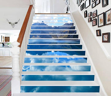 3D Mountains Blue Lake 912 Stair Risers Wallpaper AJ Wallpaper 