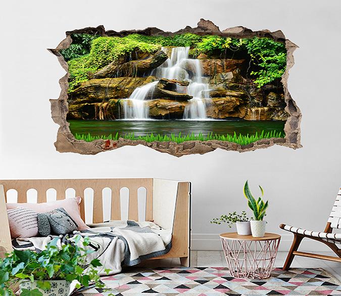 3D Lake Waterfall 305 Broken Wall Murals Wallpaper AJ Wallpaper 