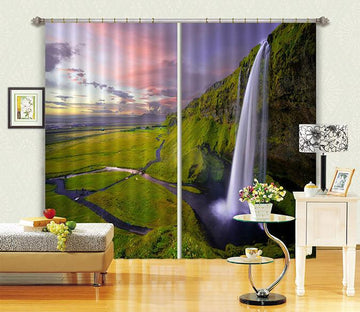 3D Grassland Waterfall 233 Curtains Drapes Wallpaper AJ Wallpaper 