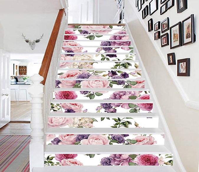 3D Camellia Flowers 1160 Stair Risers Wallpaper AJ Wallpaper 