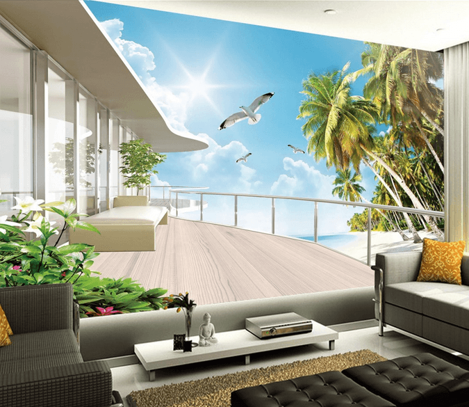 Balcony Beach Scenery Wallpaper AJ Wallpaper 