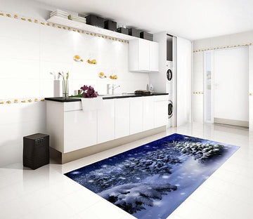 3D Snowing Forest 642 Kitchen Mat Floor Mural Wallpaper AJ Wallpaper 