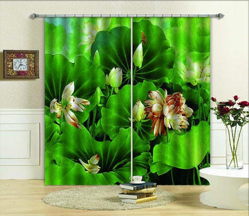 3D Lush Lotus Flowers Leaves 821 Curtains Drapes Wallpaper AJ Wallpaper 