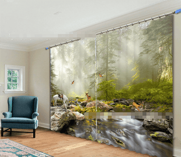 3D Forest River Animals 2116 Curtains Drapes Wallpaper AJ Wallpaper 