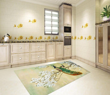 3D Flowers Tree Peacocks 615 Kitchen Mat Floor Mural Wallpaper AJ Wallpaper 