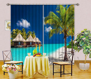 3D Pavilion Sea Scenery Curtains Drapes Wallpaper AJ Wallpaper 