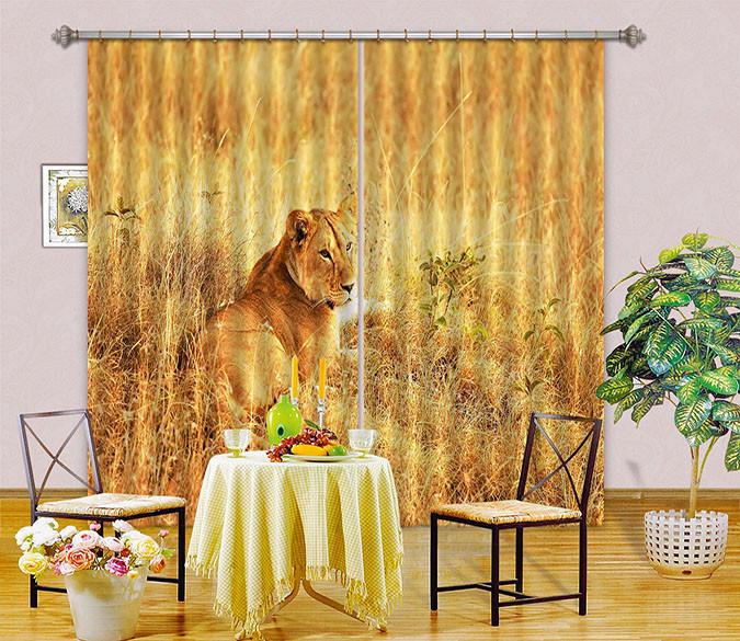 3D Wilderness Lion 107 Curtains Drapes Wallpaper AJ Wallpaper 