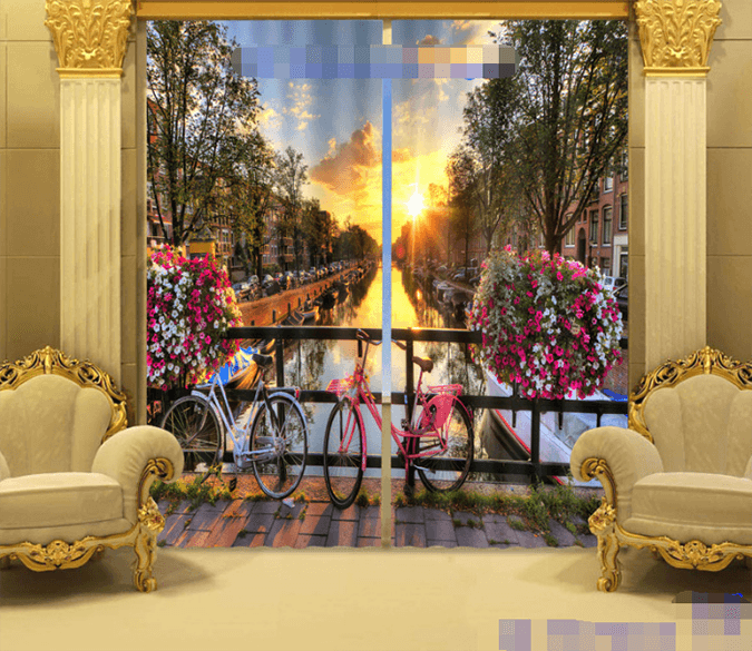 3D Pretty City Sunset 1153 Curtains Drapes Wallpaper AJ Wallpaper 