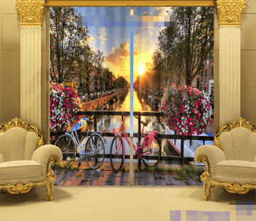 3D Pretty City Sunset 1153 Curtains Drapes Wallpaper AJ Wallpaper 