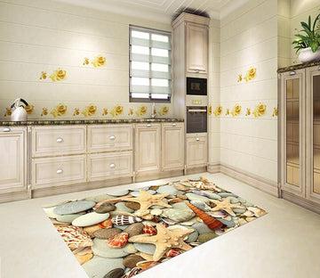 3D Stones Starfishes 151 Kitchen Mat Floor Mural Wallpaper AJ Wallpaper 