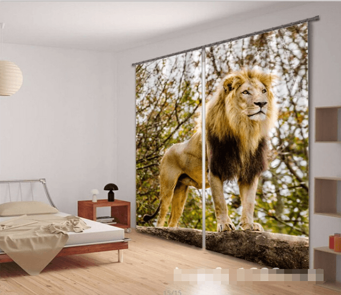 3D Standing Lion 1170 Curtains Drapes Wallpaper AJ Wallpaper 