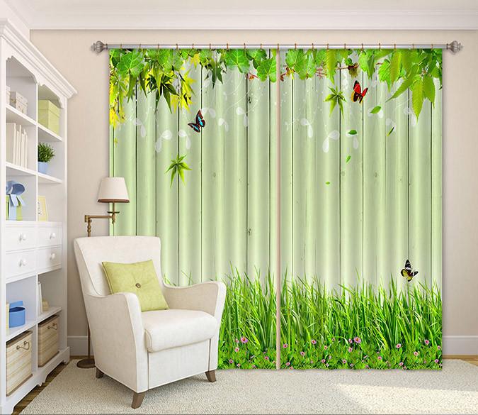 3D Wood Boards Leaves 234 Curtains Drapes Wallpaper AJ Wallpaper 