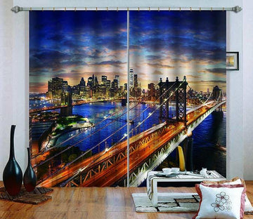 3D New York Night View 806 Curtains Drapes Wallpaper AJ Wallpaper 