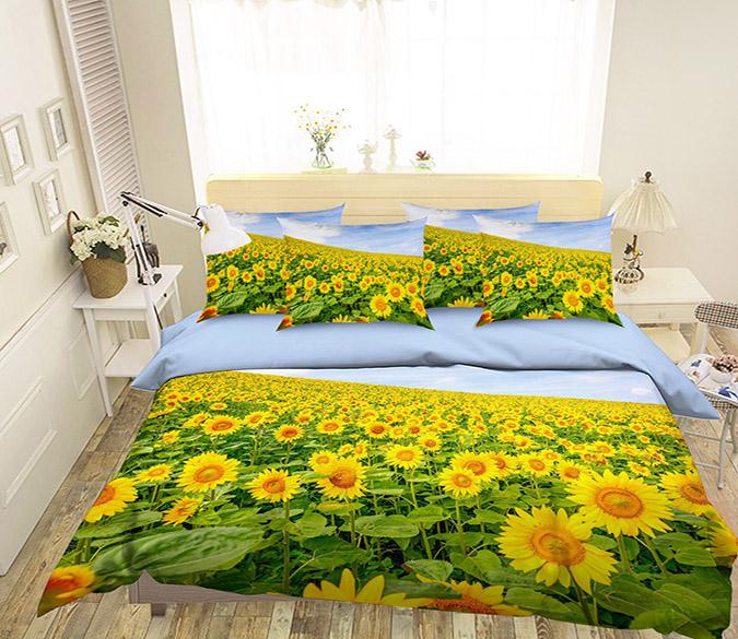 3D Sunflowers Field 248 Bed Pillowcases Quilt Wallpaper AJ Wallpaper 