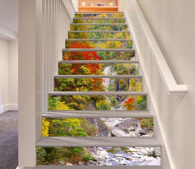 3D Mountain Color Trees 21 Stair Risers Wallpaper AJ Wallpaper 