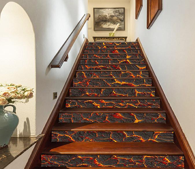 3D Volcanic Lava 1136 Stair Risers Wallpaper AJ Wallpaper 