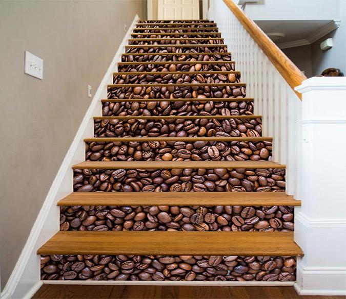 3D Coffee Beans Heap 1138 Stair Risers Wallpaper AJ Wallpaper 